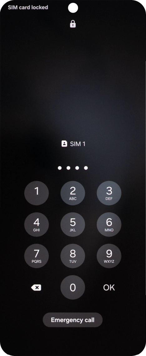If your SIM is locked, key in your PIN and press OK. The default PIN is 1111. If your SIM is locked, key in your PIN and press OK. The default PIN is 1111.