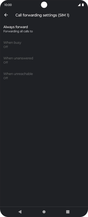 Press the required divert type. Press the required divert type.