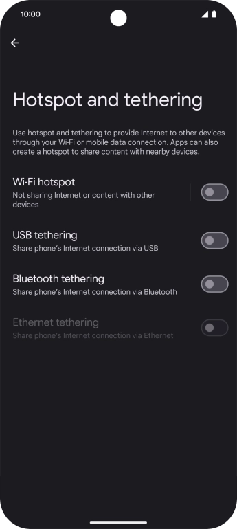 Press Wi-Fi hotspot. Press Wi-Fi hotspot.