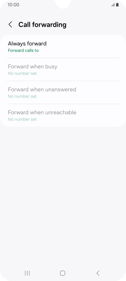 Press the required divert type. Press the required divert type.