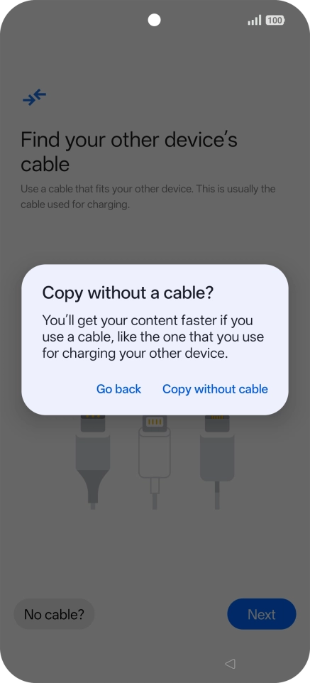Press Copy without cable. Press Copy without cable.