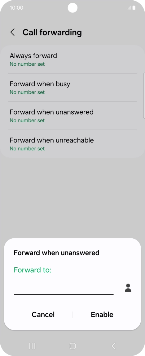 Key in +447953222222 and press Enable. Key in +447953222222 and press Enable.
