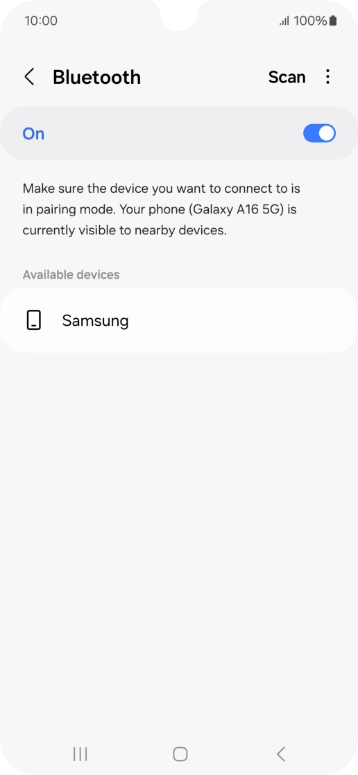 Press the required Bluetooth device and follow the instructions on the screen to pair the device with your phone. Press the required Bluetooth device and follow the instructions on the screen to pair the device with your phone.