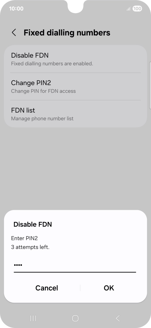 Key in your PIN2 and press OK. The default PIN2 is 0000. Key in your PIN2 and press OK. The default PIN2 is 0000.