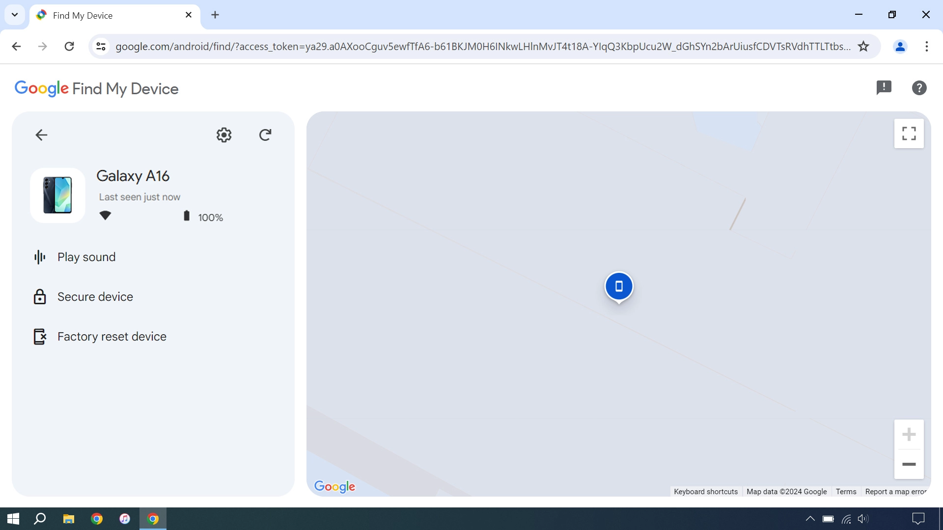 Your phone's latest position is displayed on the map. Your phone's latest position is displayed on the map.