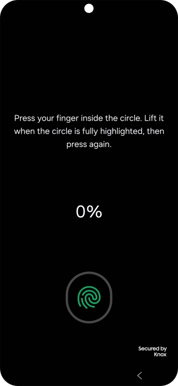 Follow the instructions on the screen to create the phone lock code using your fingerprint. Follow the instructions on the screen to create the phone lock code using your fingerprint.