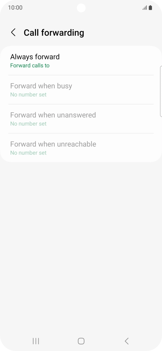Press the required divert type. Press the required divert type.