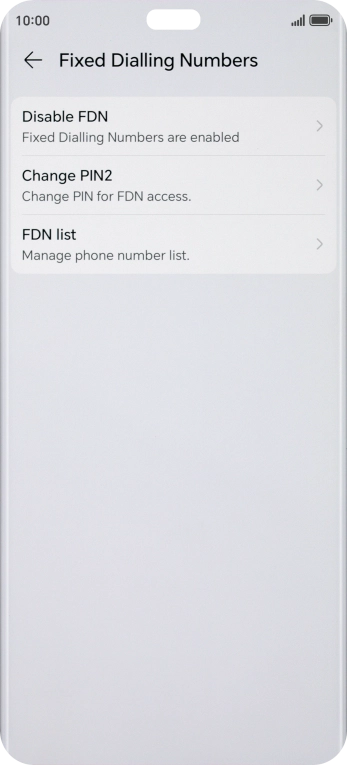 Press Disable FDN. Press Disable FDN.