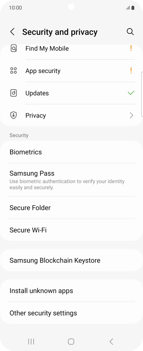 Press Other security settings. Press Other security settings.