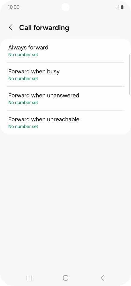 Press the required divert type. Press the required divert type.