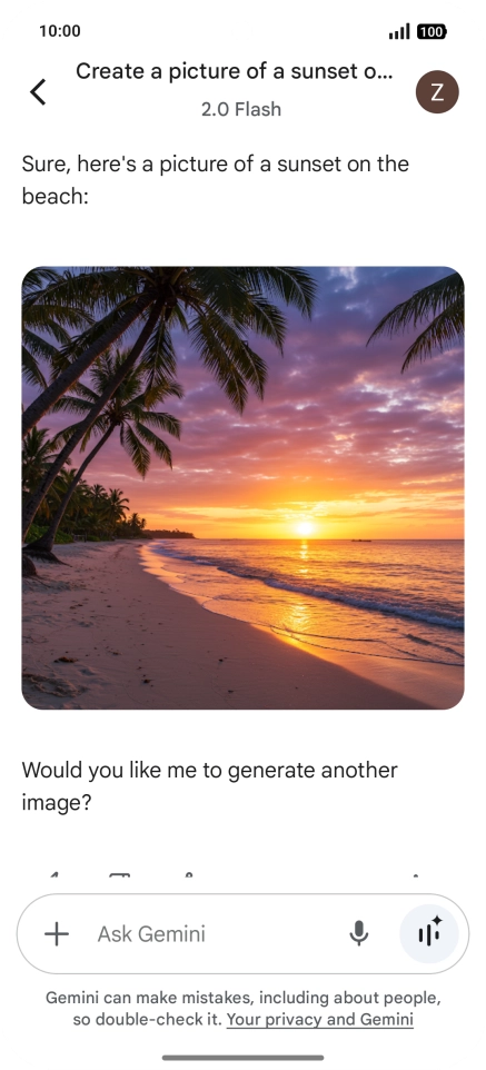 You can also ask Gemini to generate a picture based on your description. You can also ask Gemini to generate a picture based on your description.