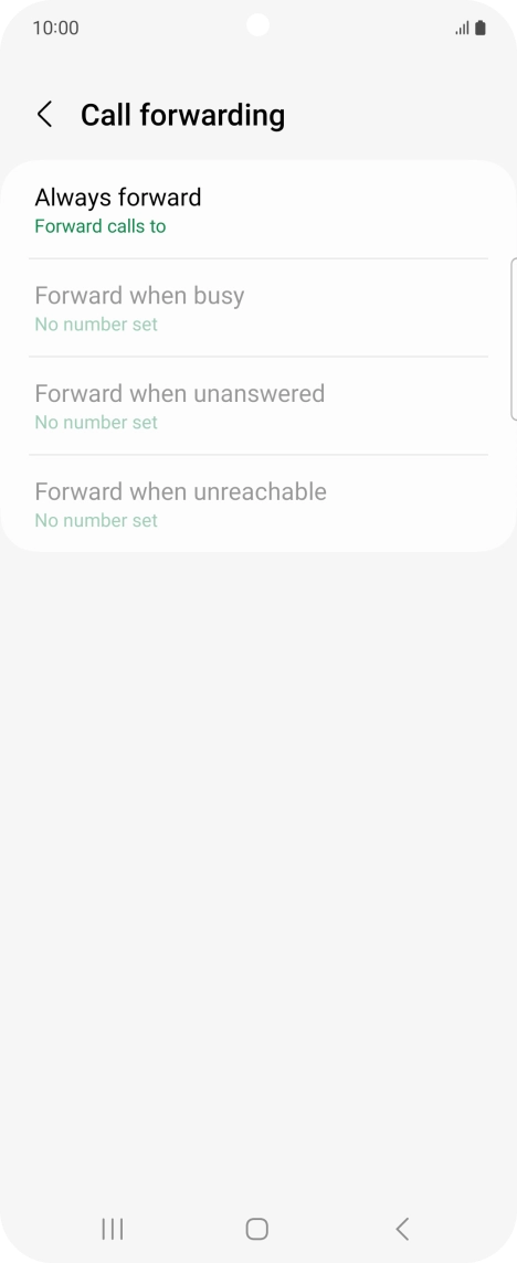 Press the required divert type. Press the required divert type.