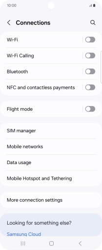 Press Mobile Hotspot and Tethering. Press Mobile Hotspot and Tethering.