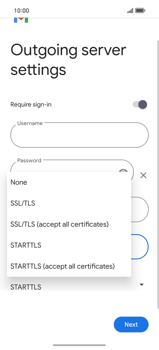 Press SSL/TLS. Press SSL/TLS.