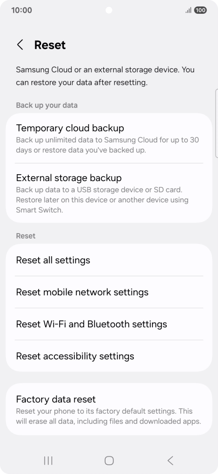 Press Reset mobile network settings. Press Reset mobile network settings.