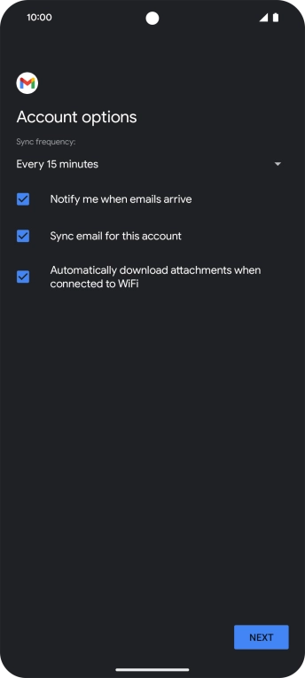 If this screen is displayed, you email account has been recognised and set up automatically. Follow the instructions on the screen to key in more information and finish setting up your phone. If this screen is displayed, you email account has been recognised and set up automatically. Follow the instructions on the screen to key in more information and finish setting up your phone.