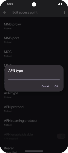 Key in default and press OK. Key in default and press OK.