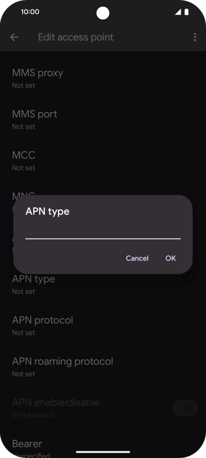 Key in default and press OK. Key in default and press OK.