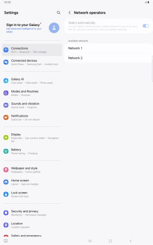 Press the required network. Press the required network.