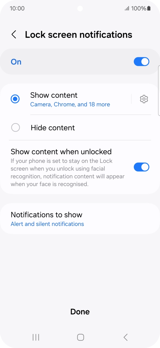 Press the required settings to turn them on or off. Press the required settings to turn them on or off.