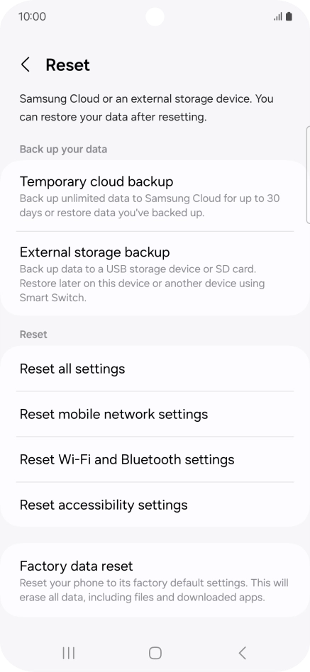 Press Factory data reset. Press Factory data reset.