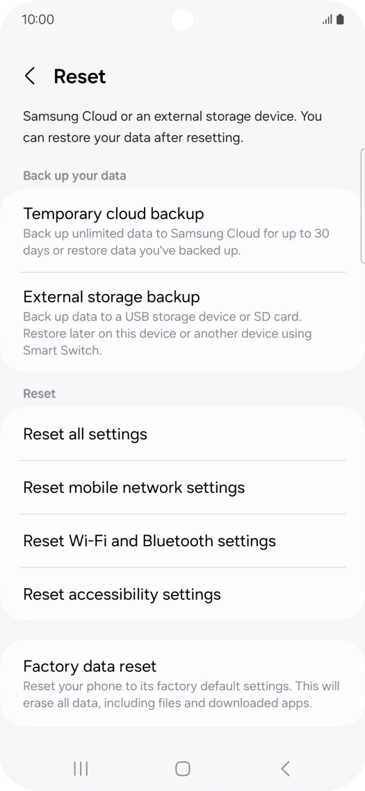 Press Factory data reset. Press Factory data reset.