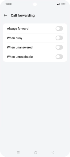 Press the indicator next to the required divert type. Press the indicator next to the required divert type.