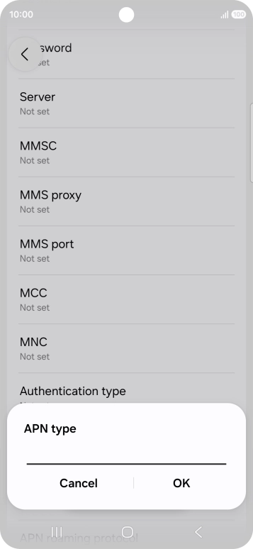 Key in default and press OK. Key in default and press OK.