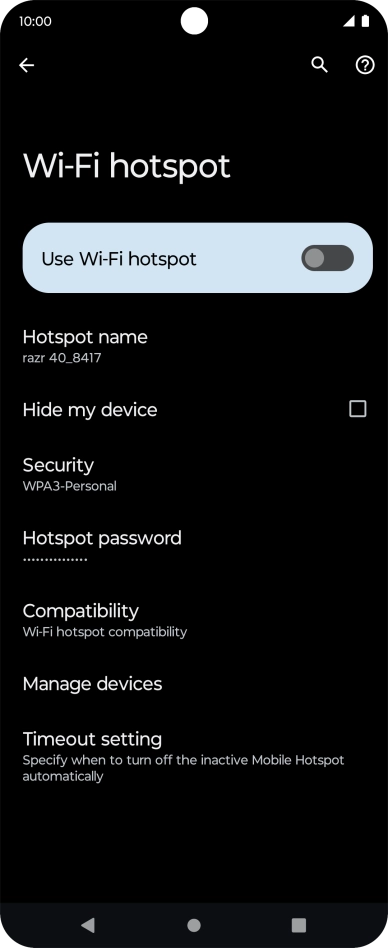 Press Hotspot password. Press Hotspot password.
