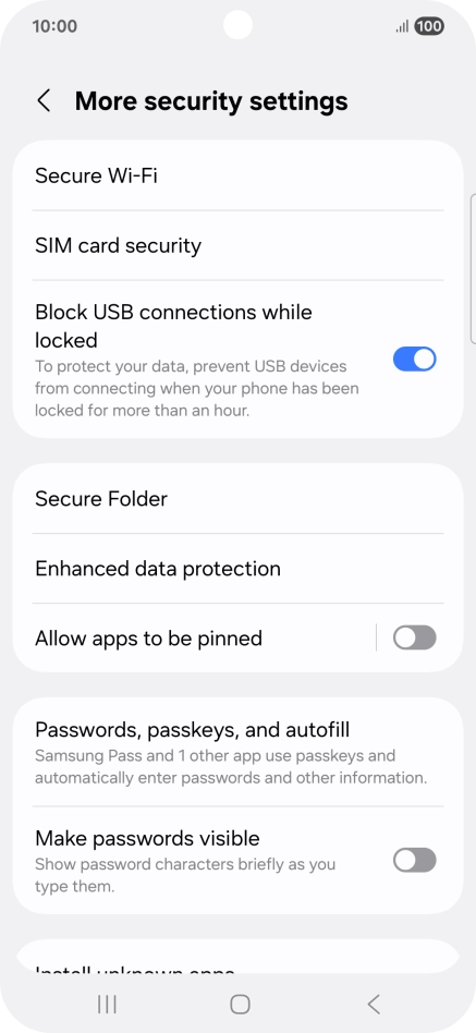 Press SIM card security. Press SIM card security.