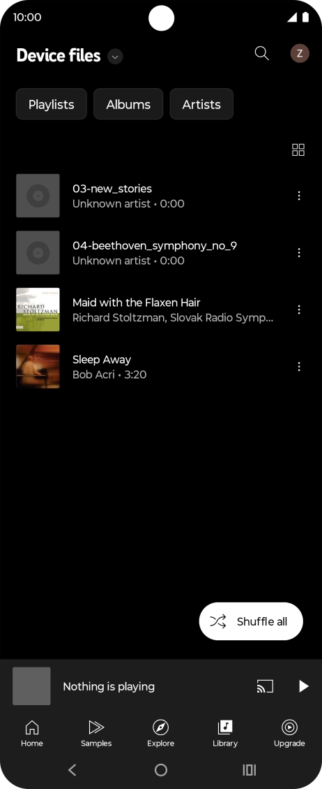 Press the required audio file. Press the required audio file.