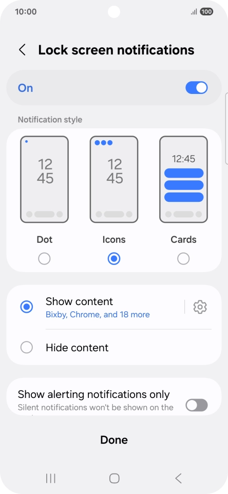 Press the required settings to turn them on or off. Press the required settings to turn them on or off.