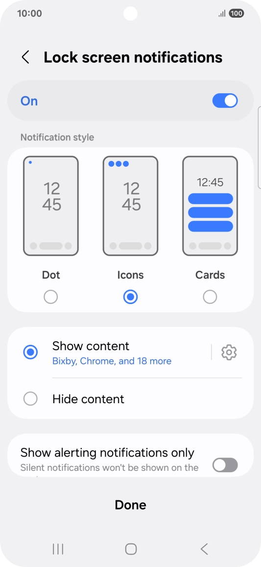 Press the required settings to turn them on or off. Press the required settings to turn them on or off.