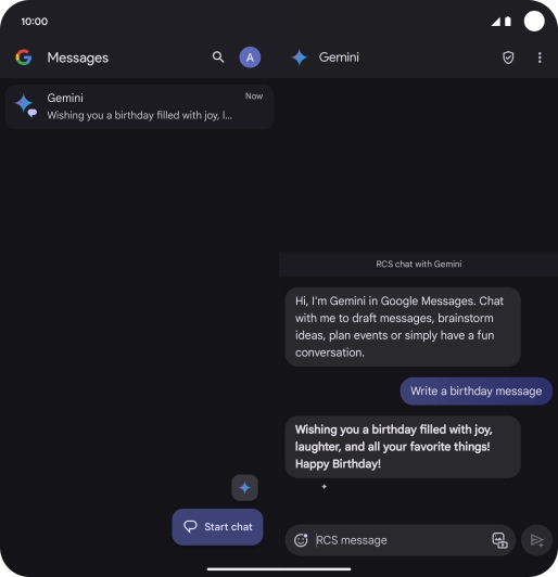 The text suggestion from Gemini is displayed. The text suggestion from Gemini is displayed.