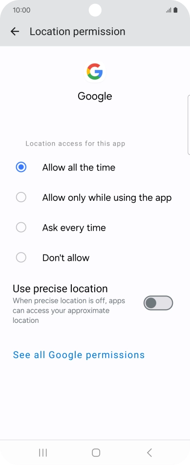 Press the required setting. Press the required setting.
