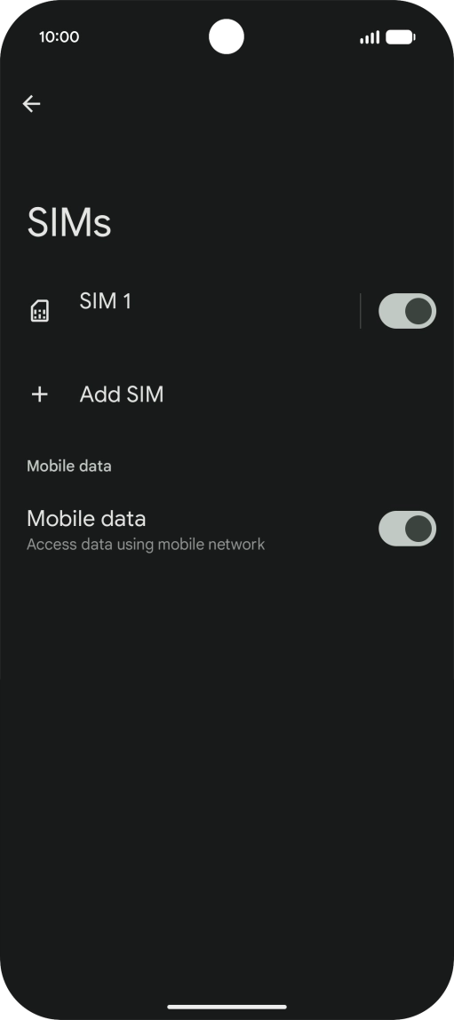 Press the name of the SIM. Press the name of the SIM.