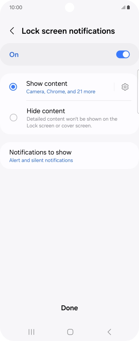 Press the required settings to turn them on or off. Press the required settings to turn them on or off.