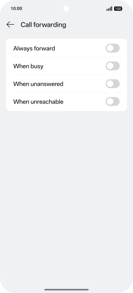 Press the indicator next to the required divert type. Press the indicator next to the required divert type.
