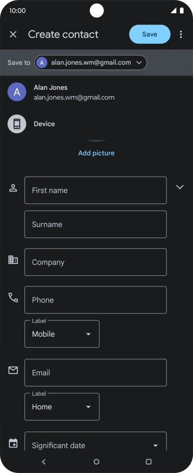 Press the required Google account. Press the required Google account.
