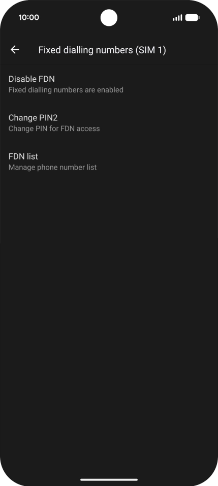 Press Disable FDN. Press Disable FDN.