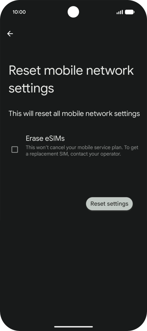 Press Reset settings. Press Reset settings.