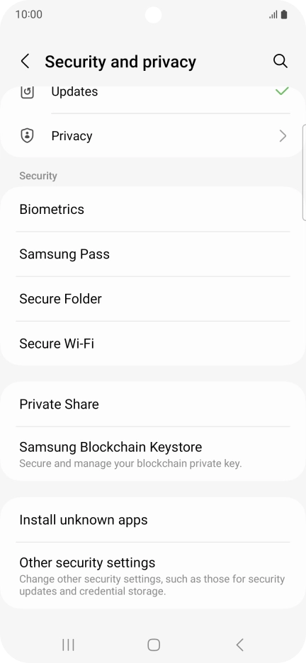 Press Other security settings. Press Other security settings.
