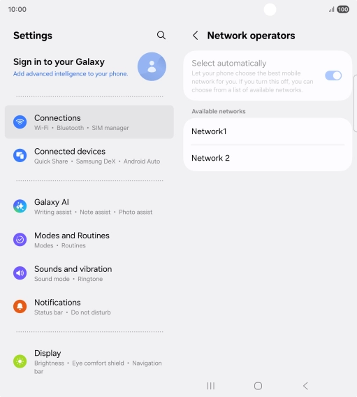Press the required network. Press the required network.