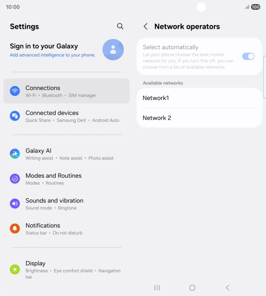 Press the required network. Press the required network.