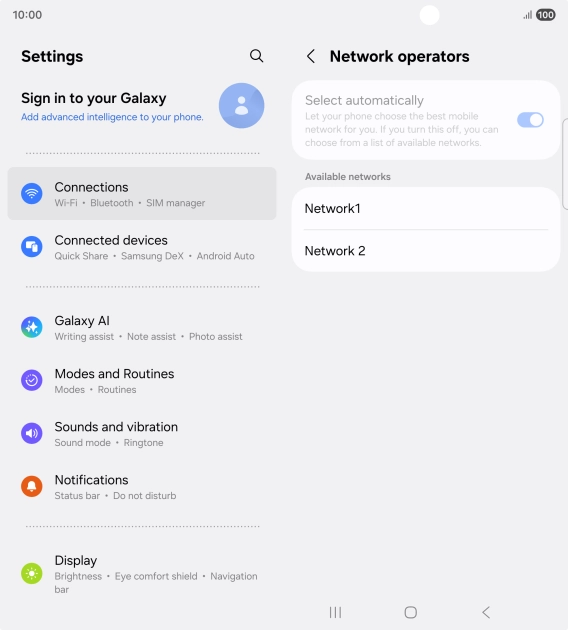 Press the required network. Press the required network.