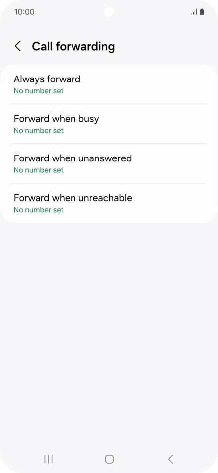 Press the required divert type. Press the required divert type.
