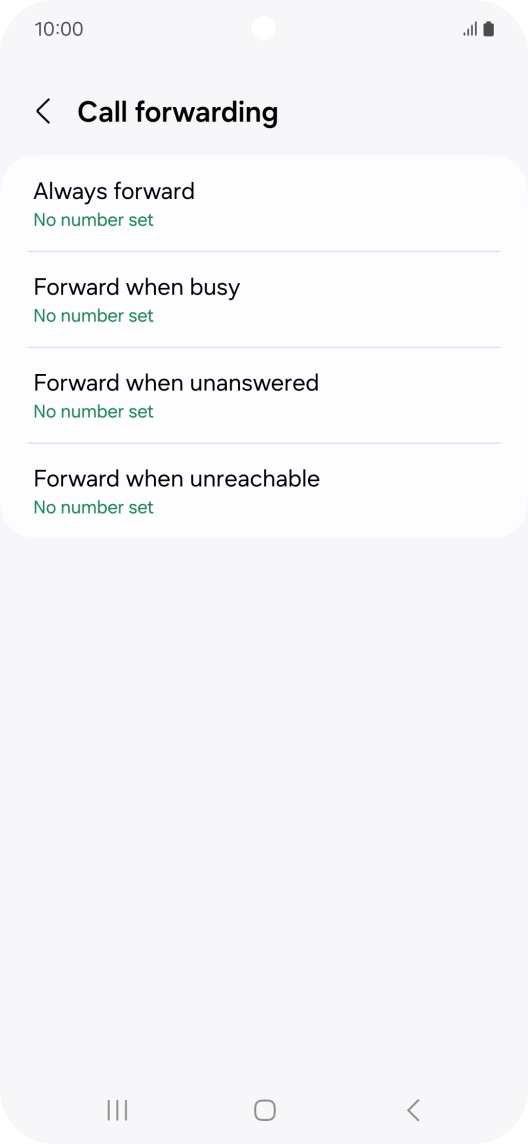 Press the required divert type. Press the required divert type.