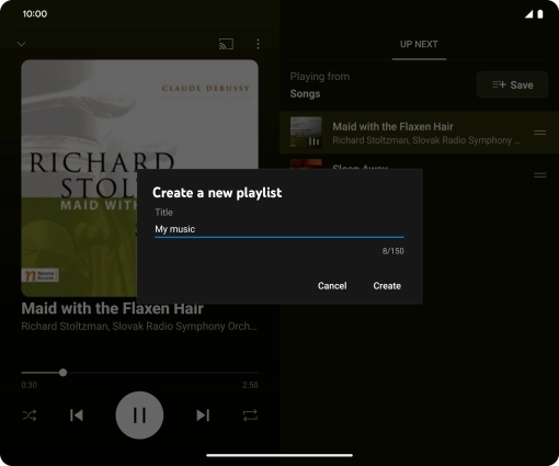 Key in a name for the playlist and press Create. Key in a name for the playlist and press Create.