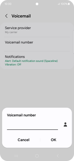 Key in +447953222222 and press OK. Key in +447953222222 and press OK.