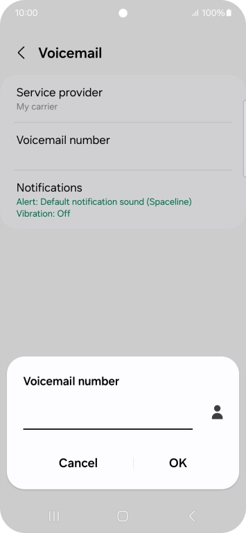 Key in +447953222222 and press OK. Key in +447953222222 and press OK.